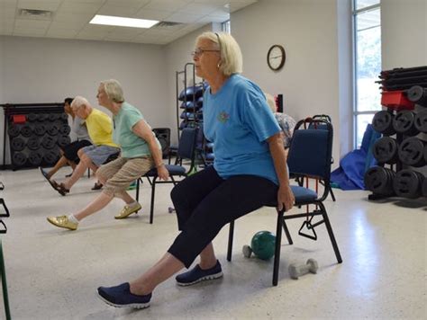 Chair aerobics stands up for fitness