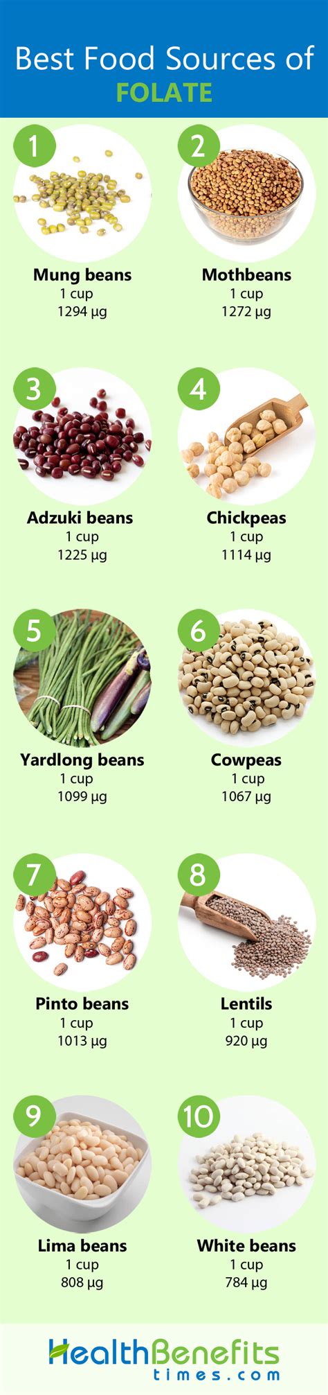 Folate Rich Foods Chart