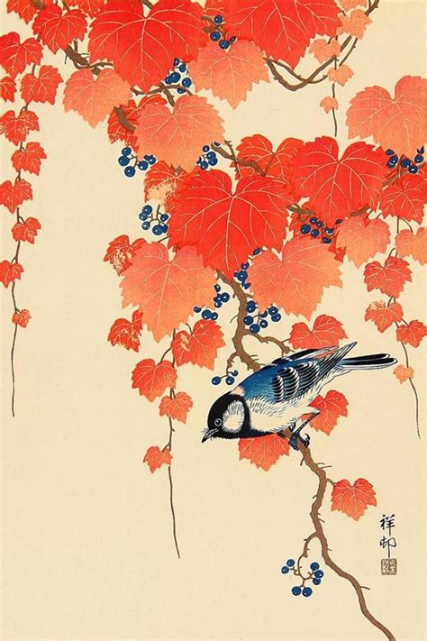 Impressions d'art d'oiseaux et de fleurs japonais, affiches, oiseau ...