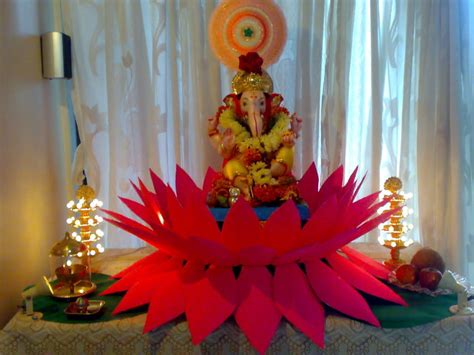 Ganpati Decoration Ideas At Home With Paper Flowers ...