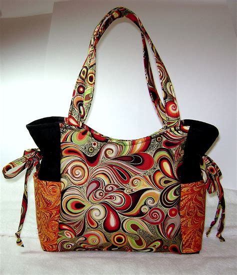 Fabric Handbag Handmade Swirl Fabrics Artsy Art Purse