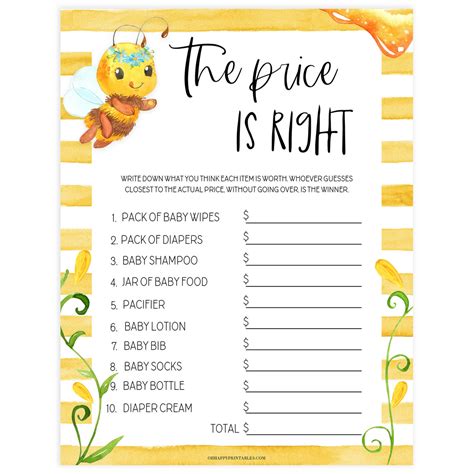 The Price is Right Game - Price is Right Printable Baby Games ...