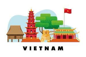 vietnam culture landmarks 3822667 Vector Art at Vecteezy