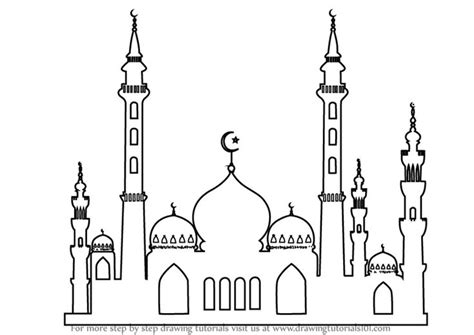 Learn How to Draw a Beautiful Mosque (Islam) Step by Step : Drawing Tutorials | Mosque art ...