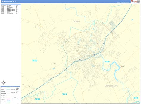 New Braunfels Texas Zip Code Wall Map (Basic Style) by MarketMAPS ...