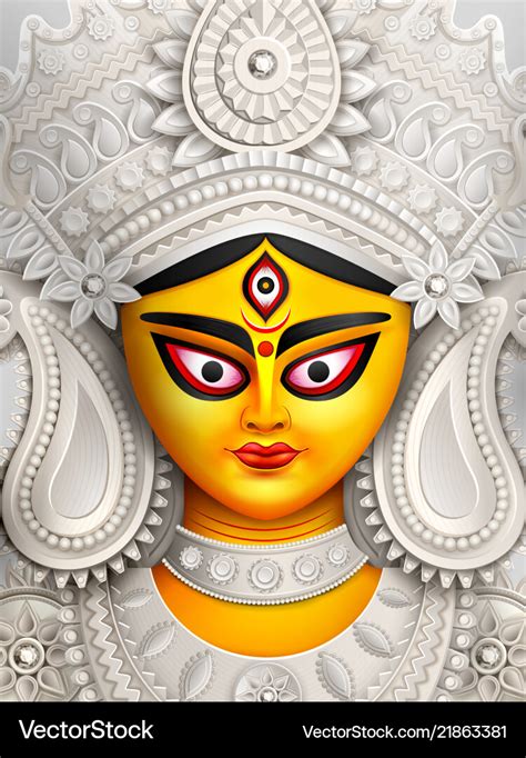 Goddess durga face in happy durga puja subh Vector Image