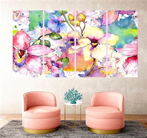 Abstract flowers canvas wall art Botanical print Floral wall | Etsy