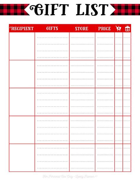 Free Printable Christmas Gift List: 2 templates | Christmas gift list ...