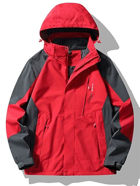 Men's Outdoor Jacket Raincoat Windcheater Jacket Outdoor Daily Wear Warm Fall Winter Color Block ...