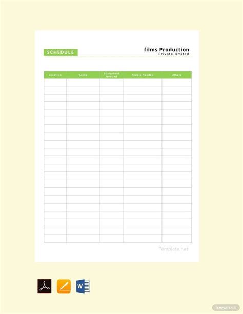 Film Production Schedule Template in PDF, Pages, Word, Google Docs ...