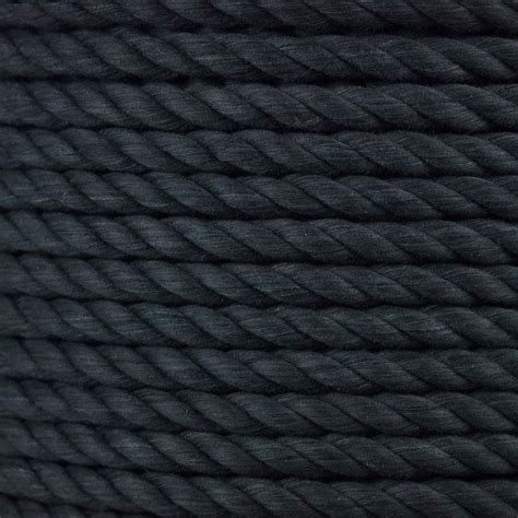 3-Strand Twisted Cotton 1/2 inch Rope - Black