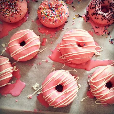 Feeding My Addiction: Perfectly Pink Baked Donuts with Vanilla Glaze