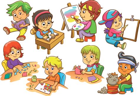 Cartoon Kids Activity Background Fun Activities At School - Clip Art Library