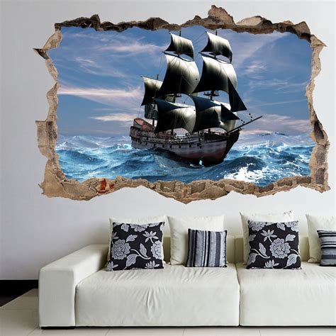 Pirate Ship Wall Decal Sticker Mural Poster Print Art Kids | Etsy