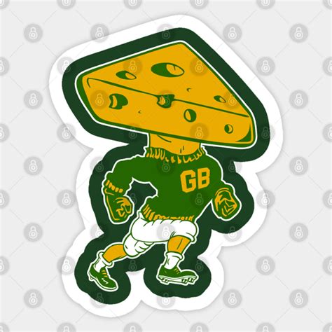 Green Bay Retro Mascot Cheese Head Man - Green Bay Packers - Sticker | TeePublic