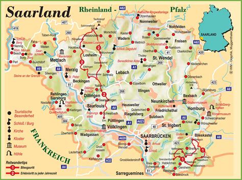 saarland map #saarland | Tourist map, Saarland, Map