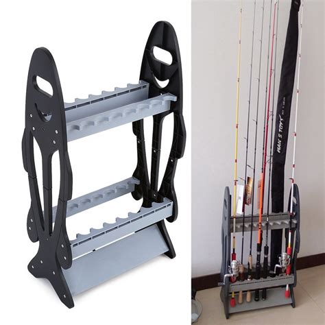 Garosa Lightweight Fishing Rod Pole Holder Stand Organizer Rack For 16 ...