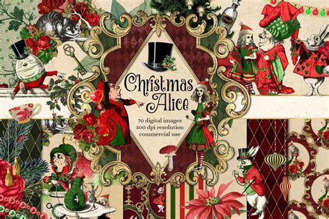 Christmas Alice Graphics Pack | Alice in wonderland clipart, Christmas ...