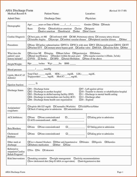 Printable Fillable Real Hospital Discharge Papers