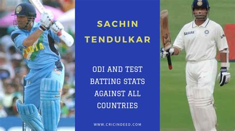 Sachin Tendulkar - Tests & ODI Runs against Each Country - CricIndeed