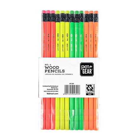 Pen + Gear No. 2 Wood Pencils, Neon, Unsharpened, 12 Count - Walmart.com