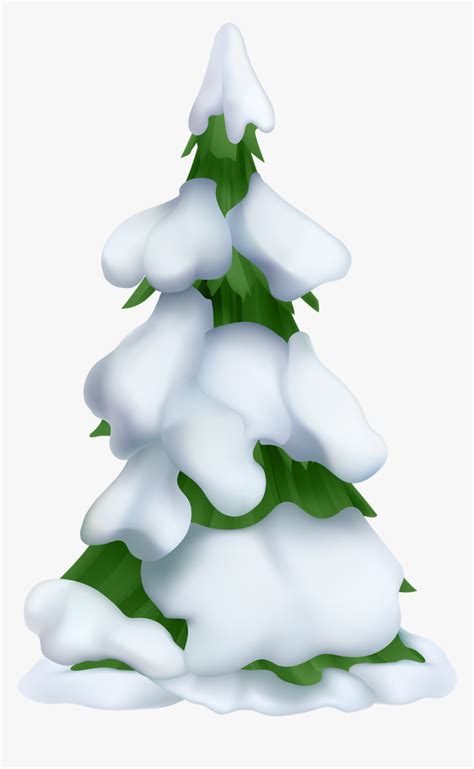 Transparent Tree With Snow Clipart - Snowy Christmas Tree Clipart, HD Png Download - kindpng