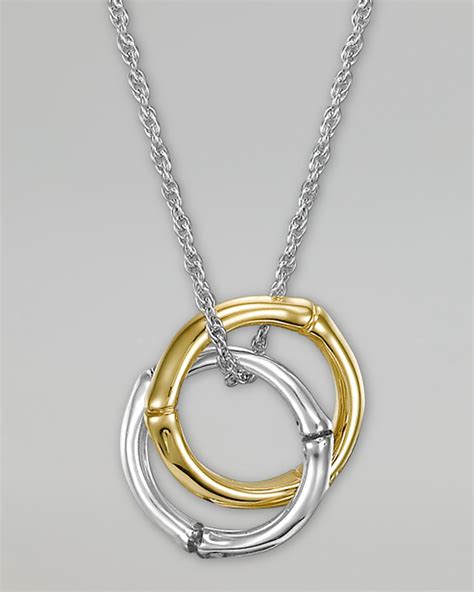 Lyst - John Hardy Bamboo Gold Silver Small Round Pendant Necklace in Metallic for Men