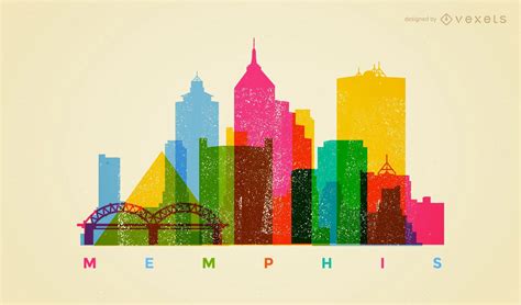 Colorful Memphis Skyline Vector Download