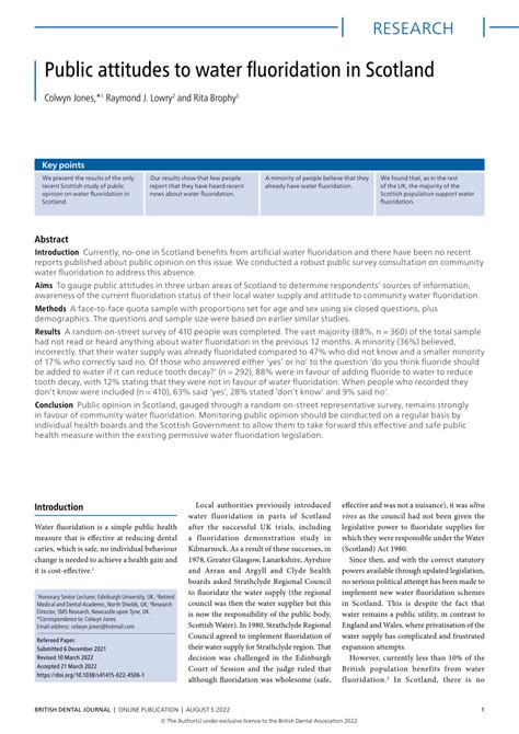 (PDF) Public attitudes to water fluoridation in Scotland