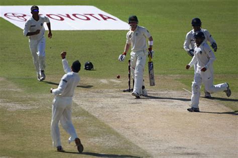 Harbhajan Singh exults after bowling out Brad Haddin | ESPNcricinfo.com