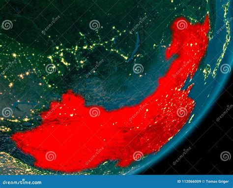 China from space at night stock illustration. Illustration of realistic ...