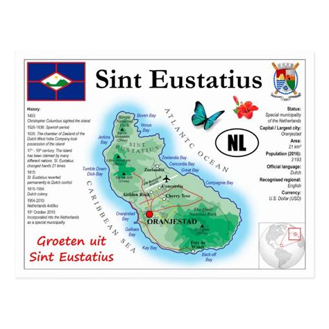 Sint Eustatius Map Postcard | Sint eustatius, Map, Postcard