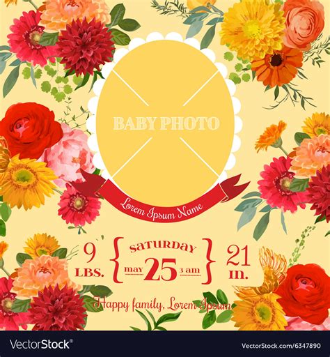 Baby arrival card - with photo frame Royalty Free Vector