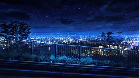 🔥 Download Night Sky City Anime Scenery 4k Wallpaper by @katelyngarcia | 3840x2160 Anime City 4k ...