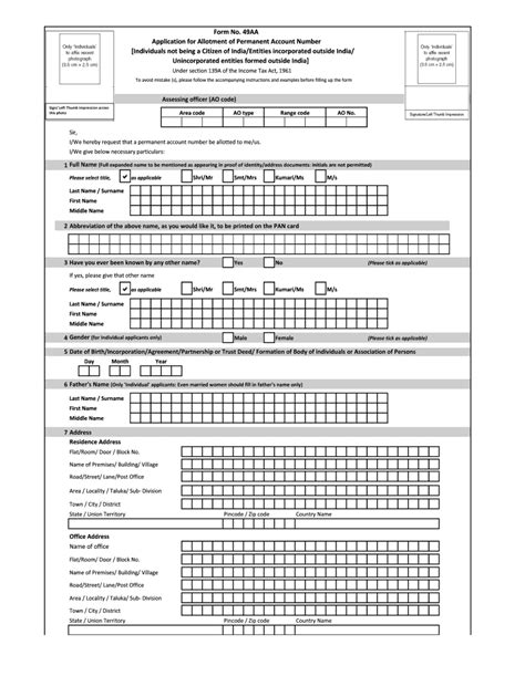 Fillable Application Form For Pan Card - Printable Forms Free Online