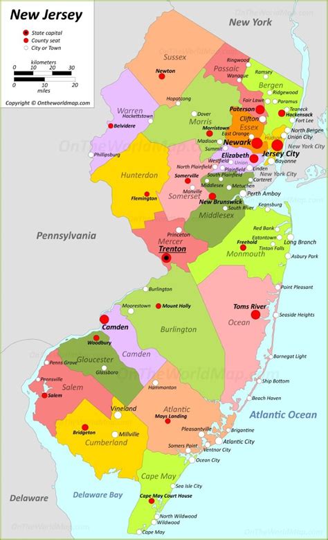 New Jersey State Map | USA | Maps of New Jersey (NJ)