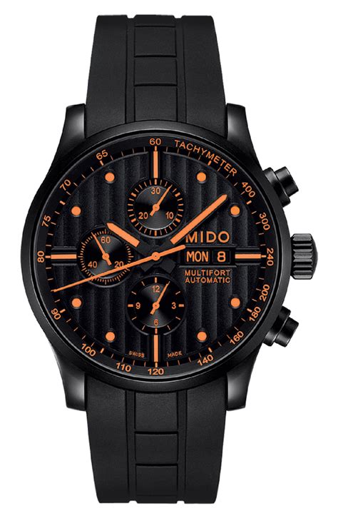 Mido Multifort Automatic Chronograph Leather Strap Watch, 44mm In Black ...