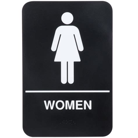 ADA Women's Restroom Sign with Braille - Black and White, 9" x 6"