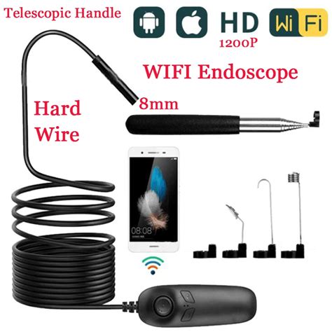 8mm 3.5M WIFI Endoscope Camera Mini Waterproof Hard Cable Inspection Camera USB Endoscope ...