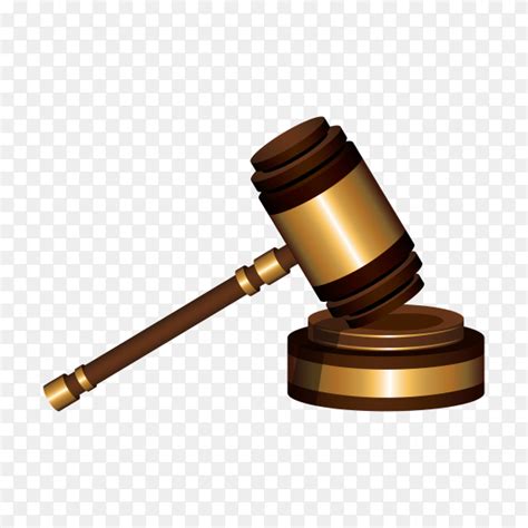 Wooden judges gavel on table in a courtroom or enforcement office on transparent background PNG ...