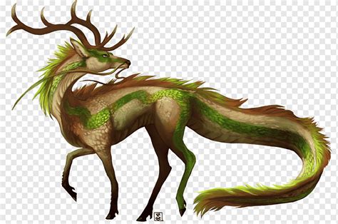 Qilin Deer Dragon Unicorn, criaturas, criatura lendária, galhada, mamífero png | PNGWing