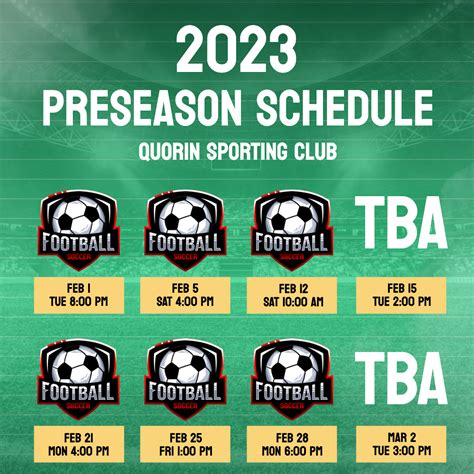 Pre Season Schedule Graphics - Kickly