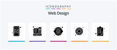 Web Design Glyph 5 Icon Pack Including list. wheel. web design. color ...