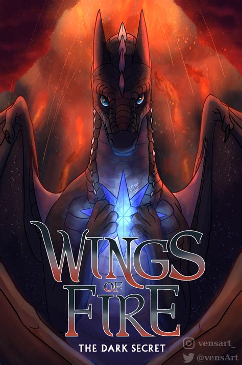 Redraw for the fourth Wings of Fire cover: The Dark Secret. Went a bit dramatic on this one ...