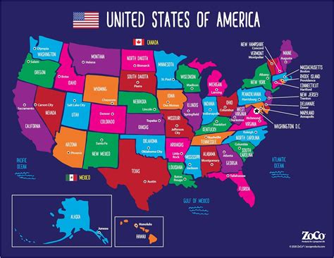 Mappa degli Stati Uniti d' America e capitali poster laminato – 43,2 x 55,9 cm – . : Amazon.it ...