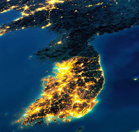 Japan & Korea at night - Vivid Maps