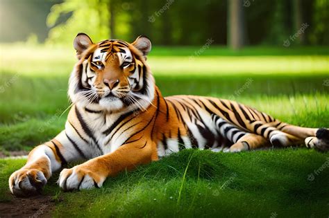 Premium Photo | Tiger on the grass wallpapers