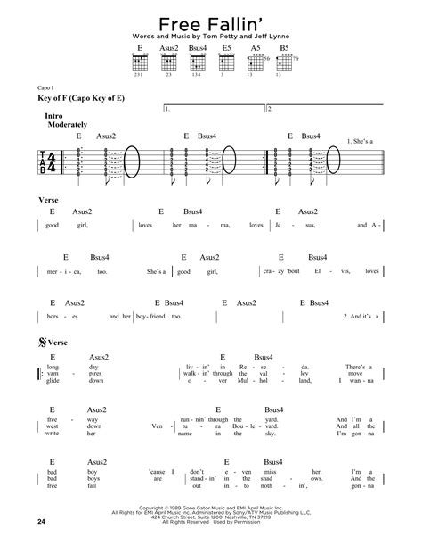 Free Fallin' by Tom Petty - Guitar Lead Sheet - Guitar Instructor