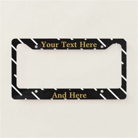 Black and White with Faux Gold Text License Plate Frame #AD , # ...