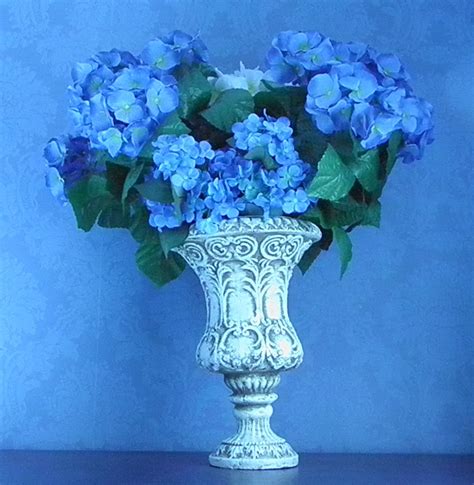 Vintage Style French Blue Floral Arrangement | Floral arrangements, Vintage home decor, Decor